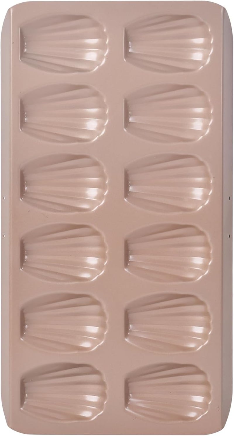 Bakeley Madeleine Pan, 12-Cavity Mold Cake Pan Non-Stick Oval Shell Madeline Bakeware for Oven Baking (Rose Gold) - Image 3